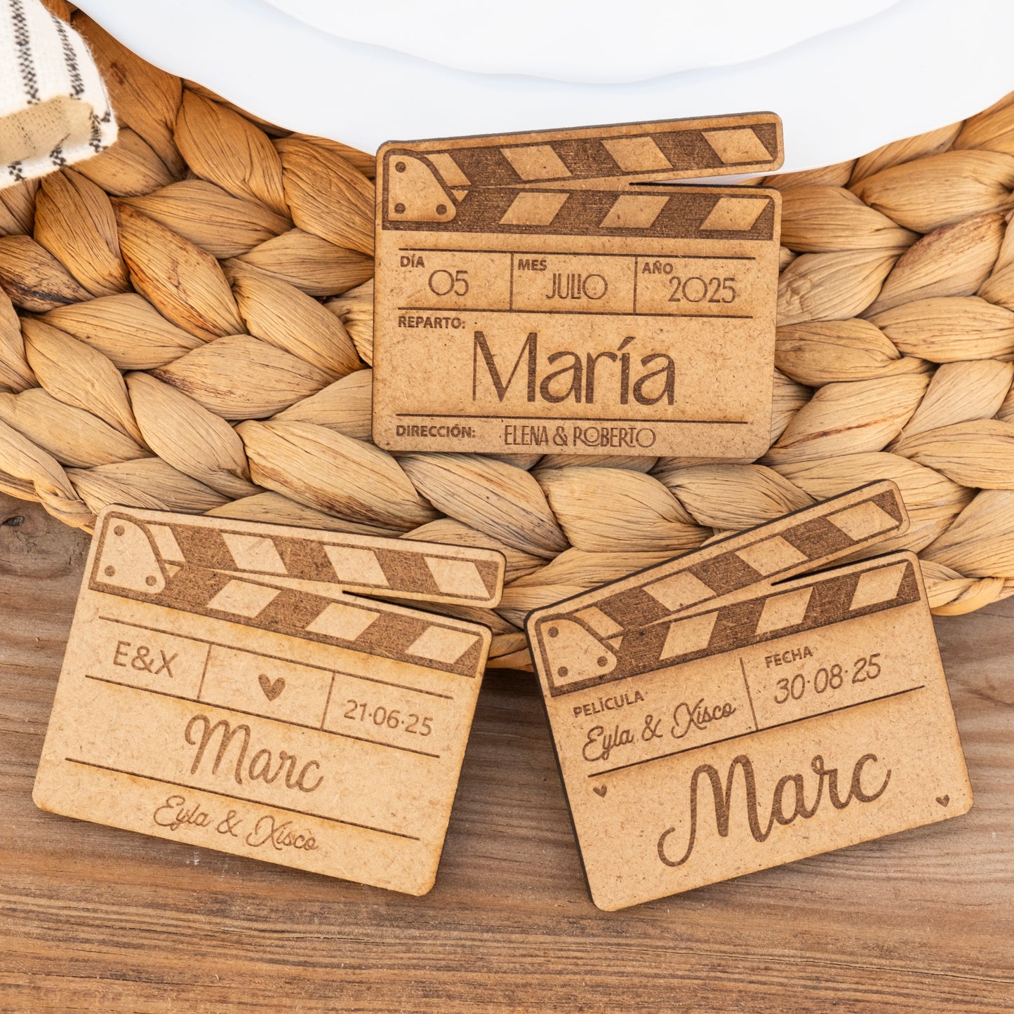Claqueta de cine con imán