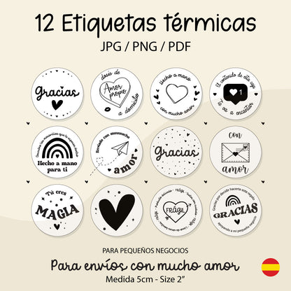 Etiquetas térmicas Love ~ ESP