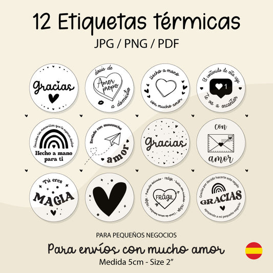 Etiquetas térmicas Love ~ ESP